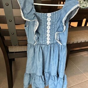 Janie and Jack Denim Dress with Floral Lace